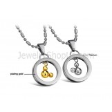 Titanium Silver and Gold Mickey Pendants with Free Chains 264