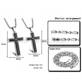 Titanium Inlay Cross Lovers Pendants with Rhinestones and Free Chains 116