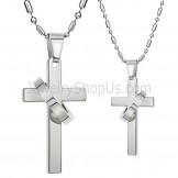 Titanium Silver Cross Pendants with Free Chains 136