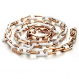 Rose Gold Titanium and Rectangle Ceramic Necklace C742