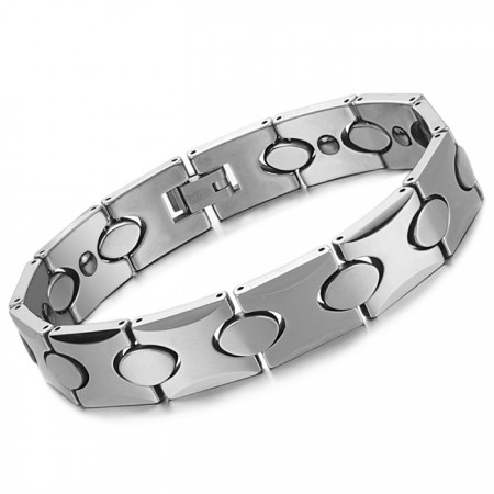 Tungsten Silver Bracelet with Energy Magnetic Stone C944