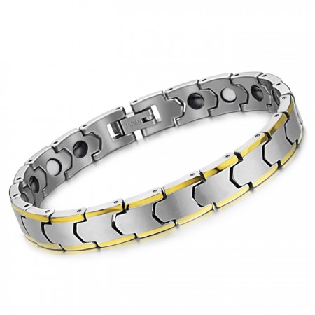 Tungsten Silver Wheat Link Bracelet with Plating 18K Gold C933
