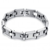 Tungsten Silver H-Link Magnetic Energy Health Bracelet C748