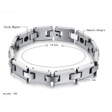 Tungsten Silver H-Link Magnetic Energy Health Bracelet C748