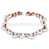 White Ceramic Sweetheart and Rose Gold Titanium Bracelet C429