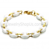 White Ceramic and Gold Titanium Bracelet C428