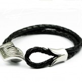 Titanium leather bracelet