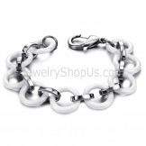 White Ceramic Circle Titanium Bracelet C406