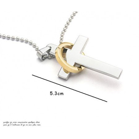 Men's Pure Titanium Cross Necklace Pendant Chain (New) 7576