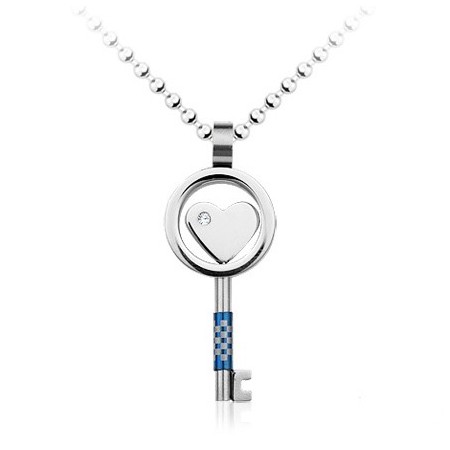 Fashion Heart Lock Key Titanium Necklace Pendant (New Style)