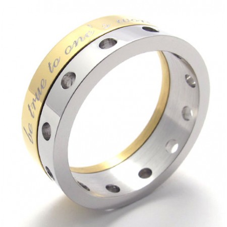 Half Gold Titanium Ring 20920