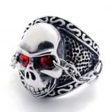 Skull with Red Diamond Titanium Ring 20944