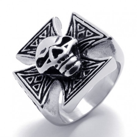 Cross Skull Titanium Ring 20684