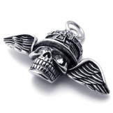 Wings Skull Diamond Titanium Pendant 20639