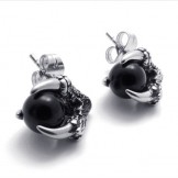 Claw Black Gem Titanium Earrings 20474