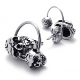 Double Skull Titanium Earrings 20353