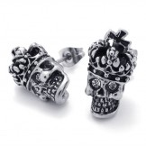 Crown Skull Titanium Earrings 20352