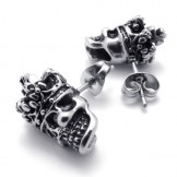 Crown Skull Titanium Earrings 20352