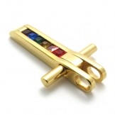 Gold Titanium Pendant with Colorful Zircons 21088