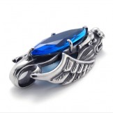 Dragon-head Titanium Pendant with Blue Zircon 21179