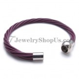 Fashion Purple Leather with Titanium Bracelet
