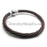 Fashion Brown Leather with Titanium Bracelet