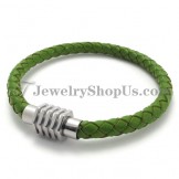 Gorgeous Green Titanium and Leather Bracelet