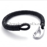 Fashion Black Leather Titanium Bracelet