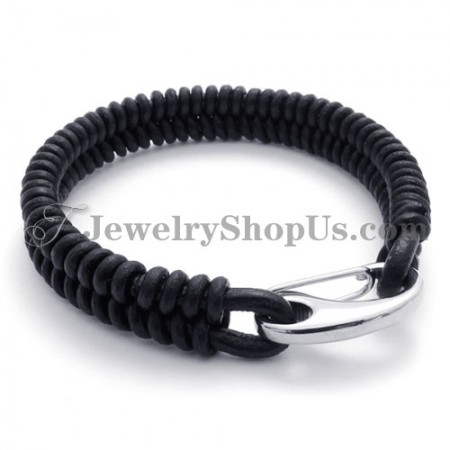 Elegant Leather Titanium Bracelet