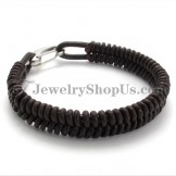 Gorgeous Brown Titanium and Leather Bracelet