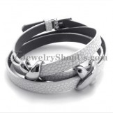 Fashion White Leather with Titanium Bracelet