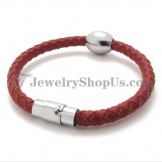 Gorgeous Red Leather Titanium Bracelet
