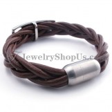Fashion Brown Titanium Leather Bracelet