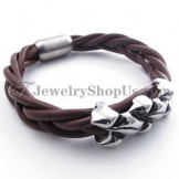 Elegant Brown Titanium Leather Bracelet