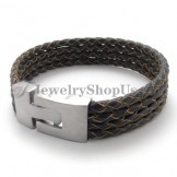 Elegant Leather and Titanium Bracelet
