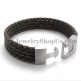 Elegant Leather and Titanium Bracelet
