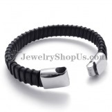 Gorgeous Black Titanium with Leather Bracelet