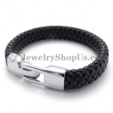 Gorgeous Black Titanium and Leather Bracelet