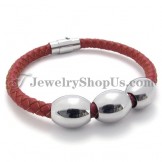 Red Titanium and Leather Bracelet