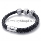 Black Titanium and Leather Bracelet