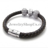 Brown Titanium and Leather Bracelet