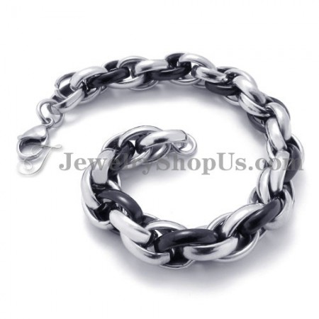 Fashion Black and Silver Titanium Bracelet