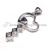 925 Silver Sweet heart Zircon Pendant (Electroplating platinum) with Free Chain