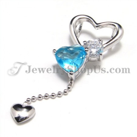 925 Silver Sweet Heart Pendant with Zircon (Electroplating platinum) with Free Chain