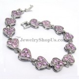 Fashion Heart Shape Alloy Bracelet with Pink Zircons