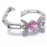 Fashion Alloy Bracelet with Pink Zircons
