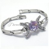 Fashion Alloy Bracelet with Purple Zircons