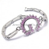 Fashion Alloy Bracelet with Purple Zircons