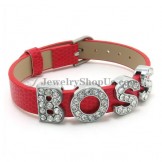 Leather and Alloy Bracelet with Words "Boss"