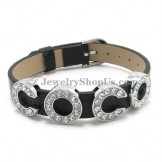 Leather and Alloy Bracelet with Words "coco"